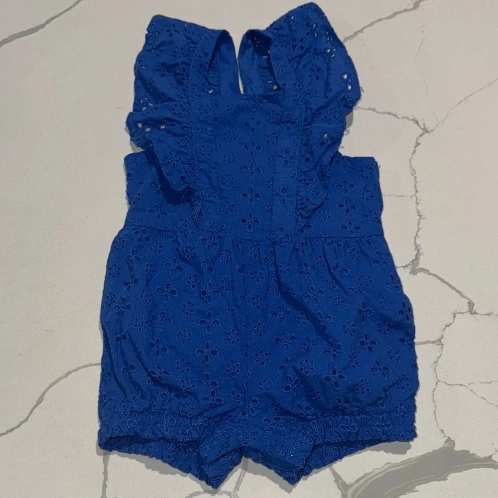 Habitual Girl Toddler Baby Eyelet Blue Romper 12M
